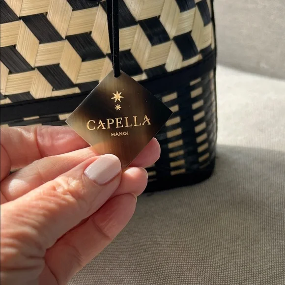 Woven Black & Cream Tote Bag - Designer Style - Picture 3 of 7